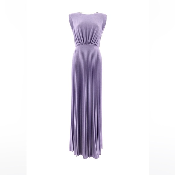 Elisabetta Franchi sexy shimmer lavander maxi dress | red carpet sleveless sizeS - Picture 3 of 7